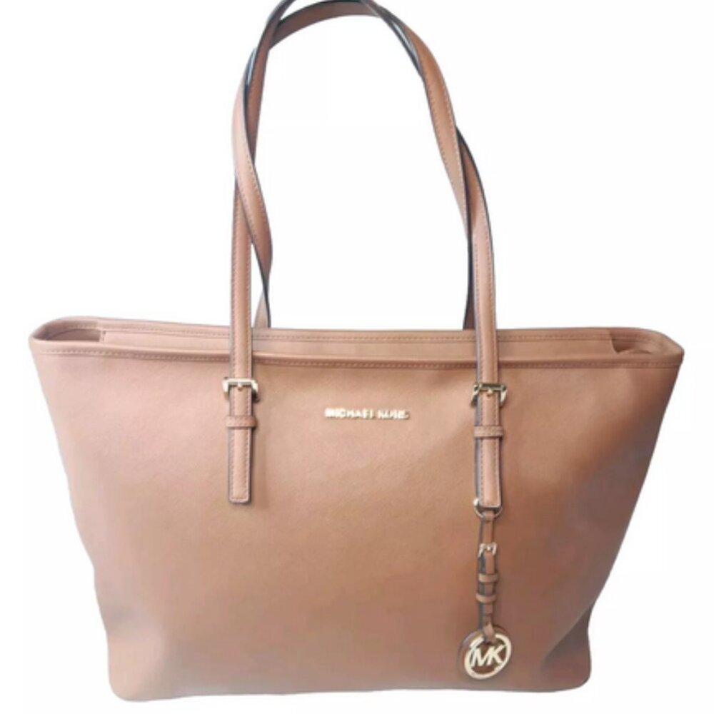 Michael Kors Jet Set Travel Medium Top-Zip Tote Bag Luggage Brown Retail $298